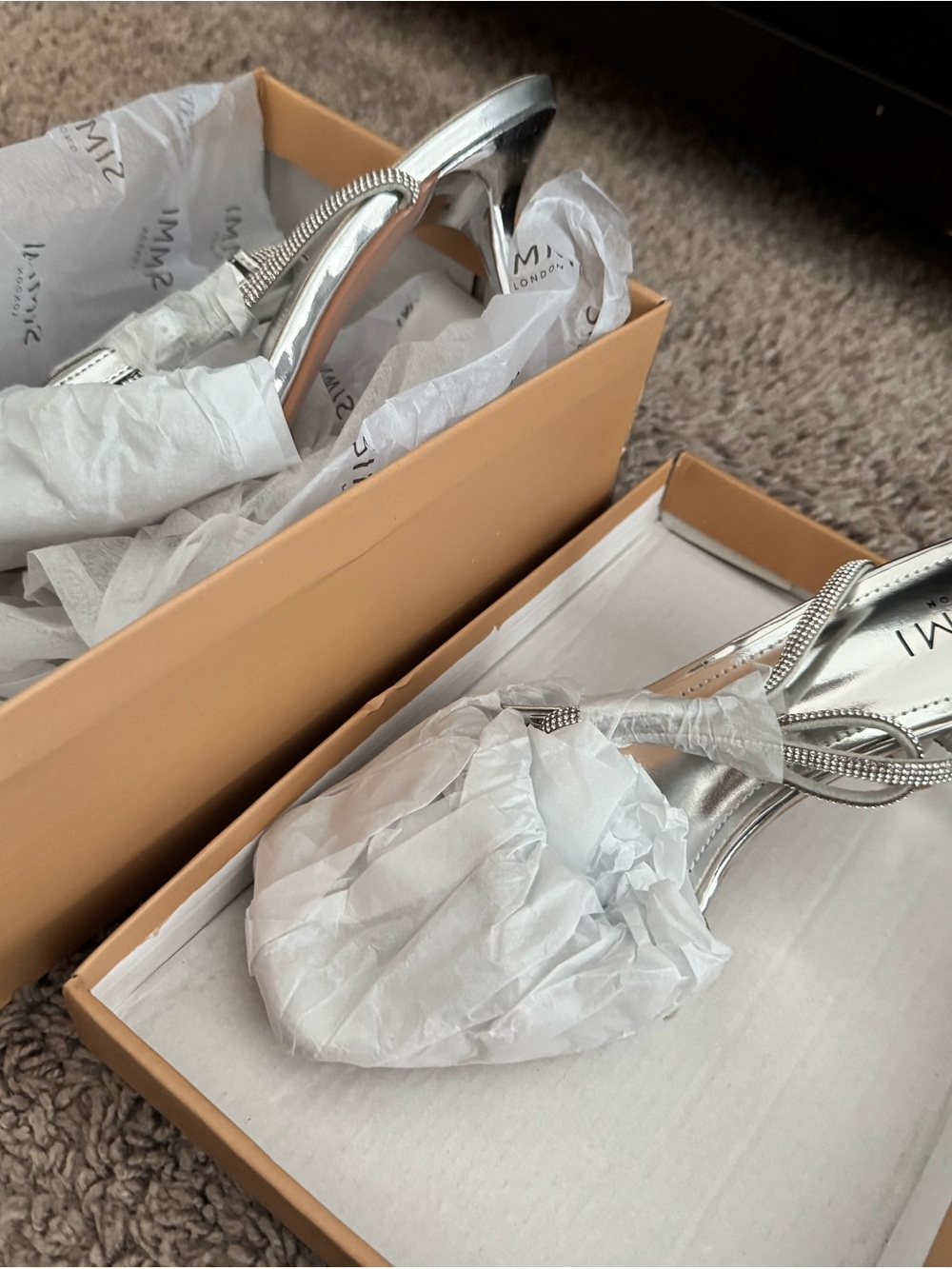 ASOS Silver Metallic Strappy Heeled Sandals